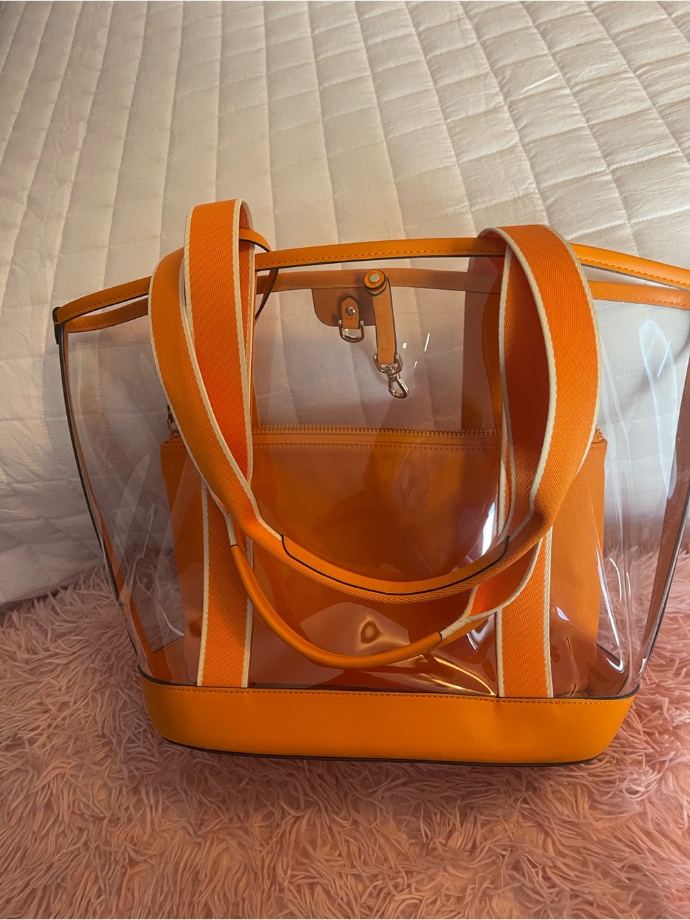 kate spade Transparent Orange Tote with Orange Pouch
